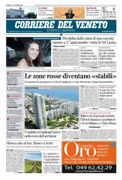 Prima pagina Corriere del Veneto | Padova e Rovigo