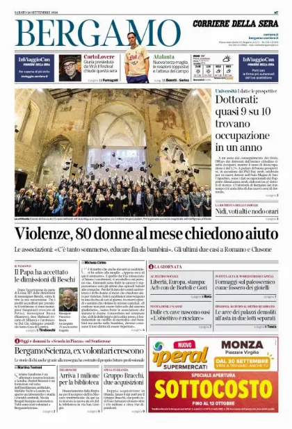 Prima pagina Corriere della Sera | Bergamo