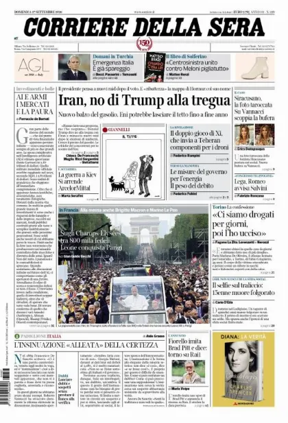 Prima pagina Corriere della Sera
