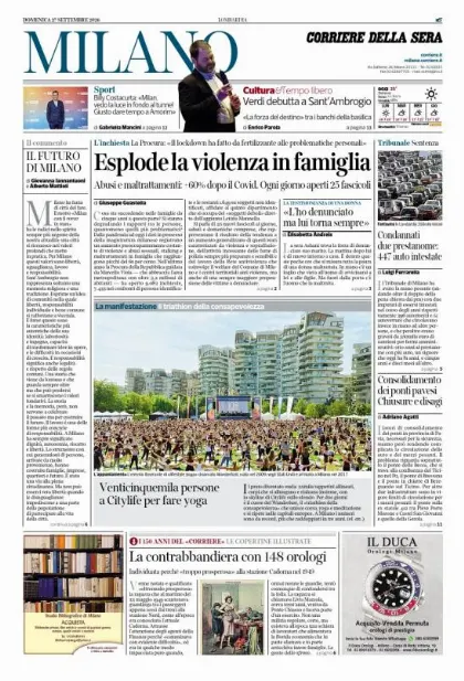 Prima pagina Corriere della Sera | Milano