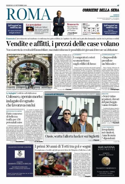 Prima pagina Corriere della Sera | Roma