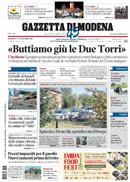 Prima pagina Gazzetta di Modena