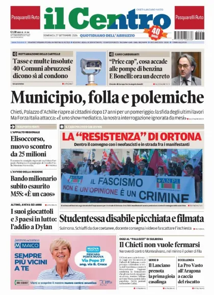 Prima pagina Il Centro | Chieti