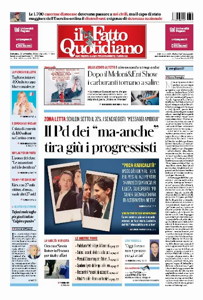 Prima pagina Il Fatto Quotidiano