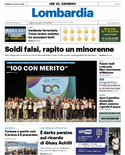 Prima pagina Il Giorno