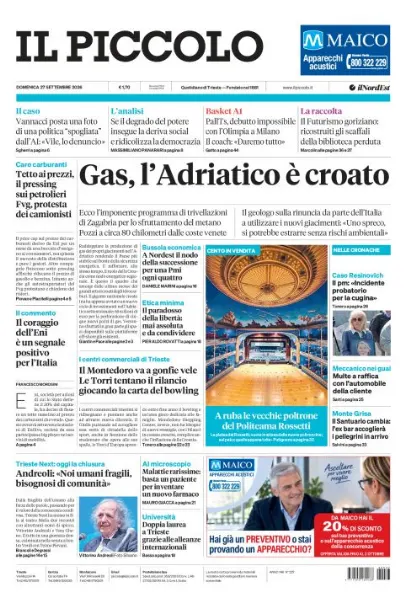 Prima pagina Il Piccolo | Trieste