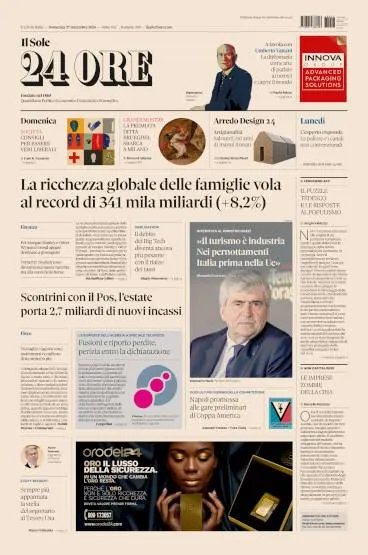 Prima pagina Il Sole 24 Ore