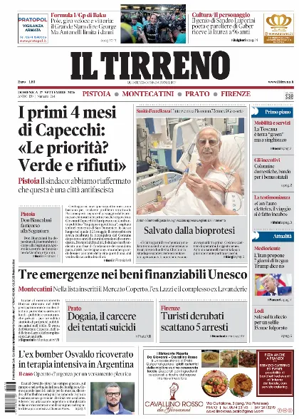 Prima pagina Il Tirreno