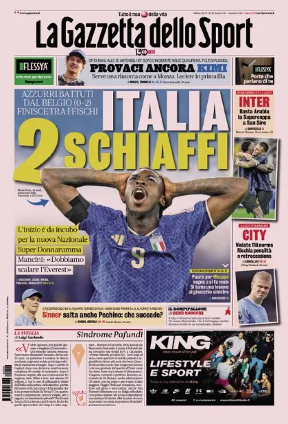 Prima pagina La Gazzetta dello Sport