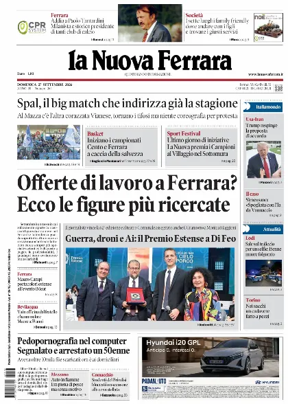 Prima pagina La Nuova Ferrara