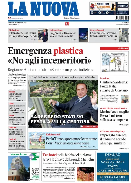 Prima pagina La Nuova Sardegna