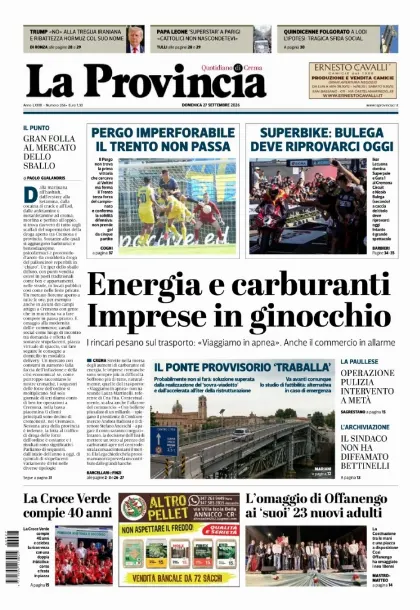 Prima pagina La Provincia | Crema