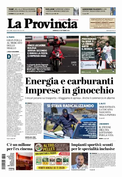 Prima pagina La Provincia