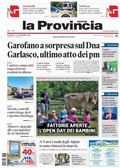 Prima pagina La Provincia Pavese