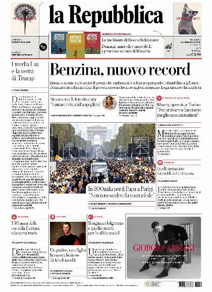 Prima pagina la Repubblica