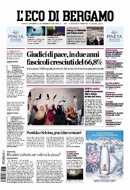 Prima pagina L'Eco di Bergamo