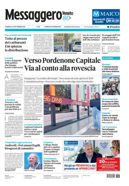 Prima pagina Messaggero Veneto | Pordenone