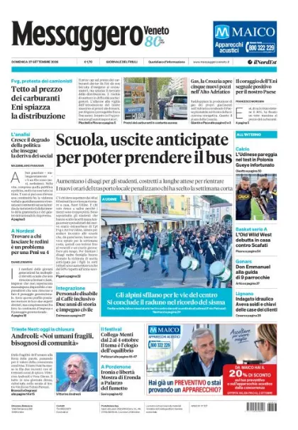 Prima pagina Messaggero Veneto | Udine