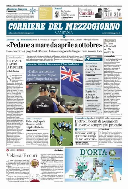 Prima pagina Corriere del Mezzogiorno | Campania