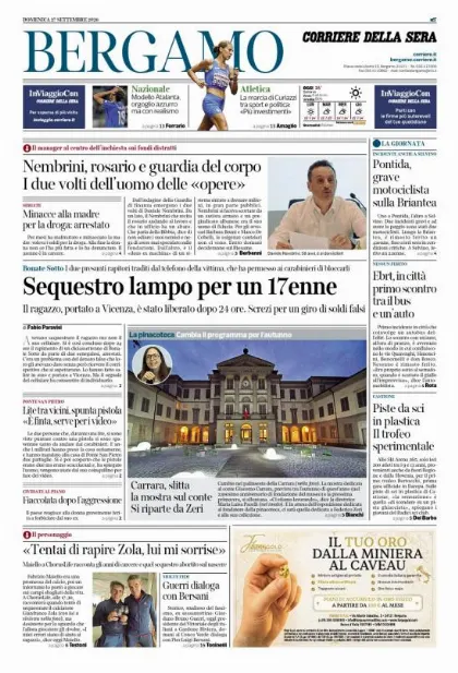 Prima pagina Corriere della Sera | Bergamo