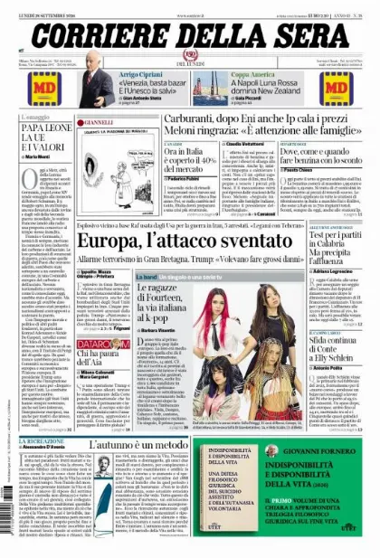 Prima pagina Corriere della Sera