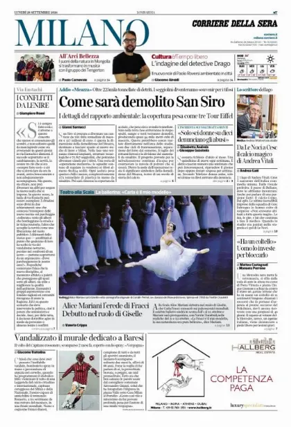 Prima pagina Corriere della Sera | Milano