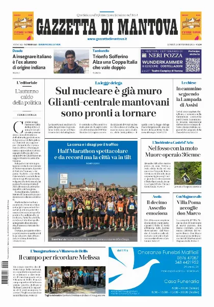 Prima pagina Gazzetta di Mantova