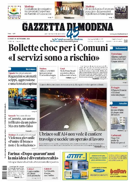 Prima pagina Gazzetta di Modena