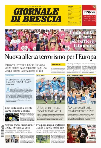 Prima pagina Giornale di Brescia