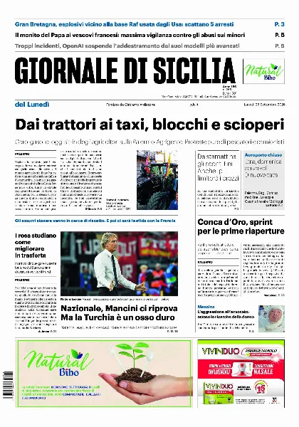 Prima pagina Giornale di Sicilia