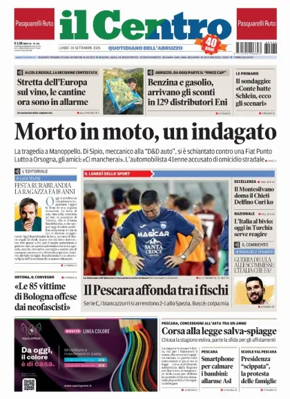 Prima pagina Il Centro | Pescara