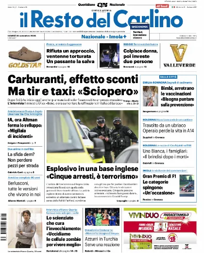 Prima pagina Il Resto del Carlino