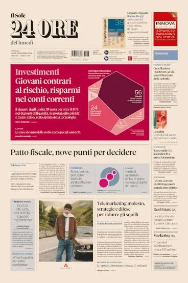 Prima pagina Il Sole 24 Ore