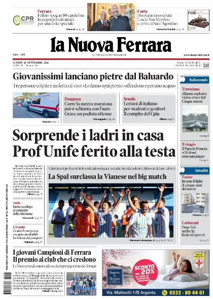 Prima pagina La Nuova Ferrara