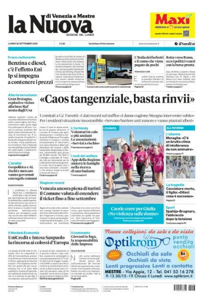 Prima pagina La Nuova di Venezia e Mestre | Venezia e Mestre