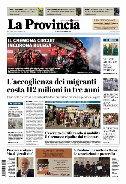 Prima pagina La Provincia | Crema