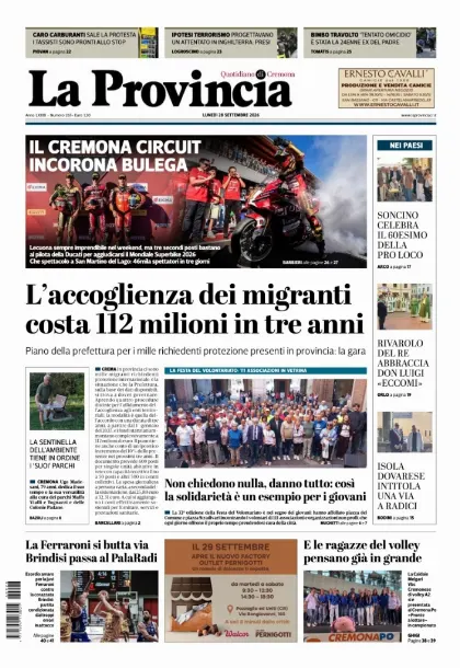 Prima pagina La Provincia