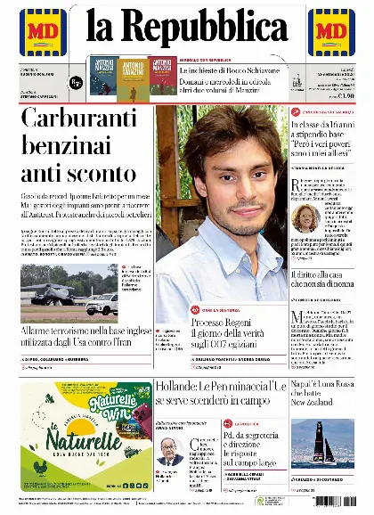Prima pagina la Repubblica