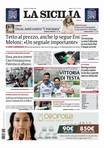 Prima pagina La Sicilia