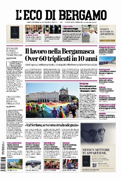 Prima pagina L'Eco di Bergamo