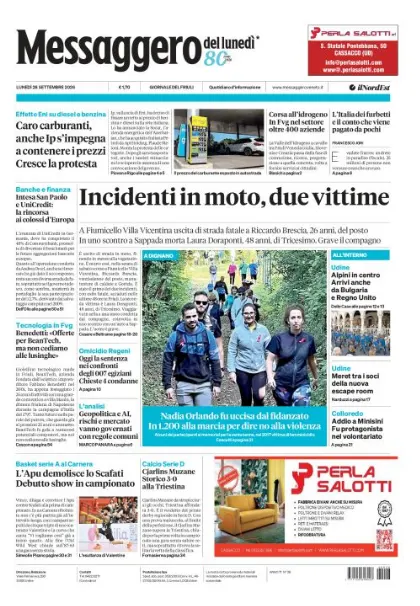 Prima pagina Messaggero Veneto | Gorizia