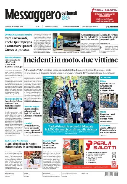 Prima pagina Messaggero Veneto | Udine