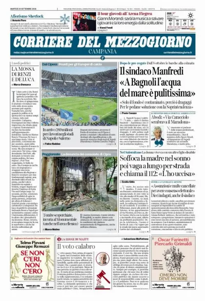 Prima pagina Corriere del Mezzogiorno | Campania