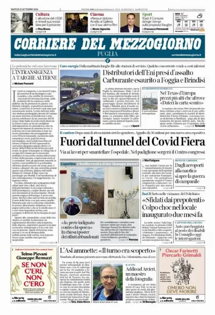 Prima pagina Corriere del Mezzogiorno | Puglia