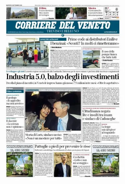 Prima pagina Corriere del Veneto | Treviso e Belluno
