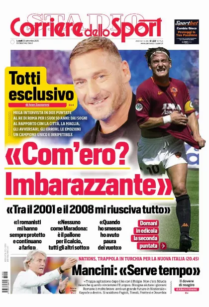 Prima pagina Corriere dello Sport - Stadio