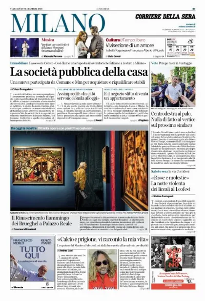 Prima pagina Corriere della Sera | Milano