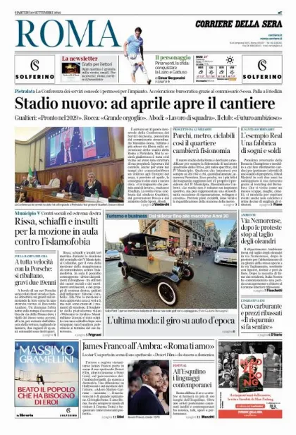 Prima pagina Corriere della Sera | Roma