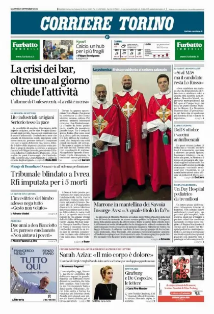 Prima pagina Corriere della Sera | Torino