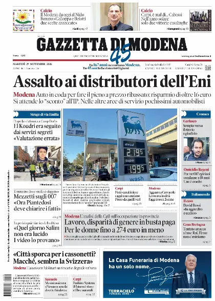 Prima pagina Gazzetta di Modena